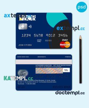 sample Bahamas Bank of the Bahamas bank mastercard debit card template in PSD format, fully editable download