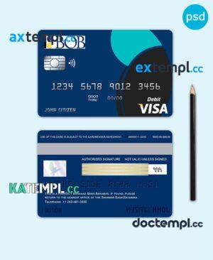 sample Bahamas Bank of the Bahamas bank visa card debit card template in PSD format, fully editable download
