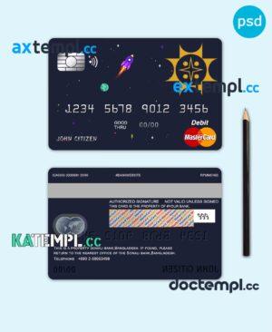 sample Bangladesh Sonali Bank mastercard debit card template in PSD format, fully editable download