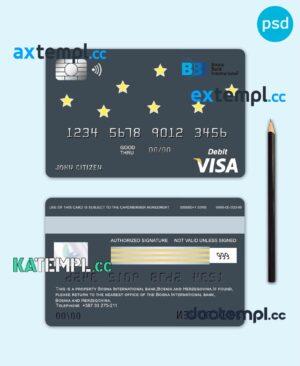 sample Bosnia and Herzegovina Bosna Bank International bank visa card debit card template in PSD format, fully editable download