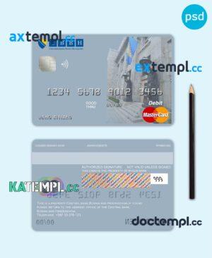 sample Bosnia and Herzegovina Central Bank mastercard debit card template in PSD format, fully editable download
