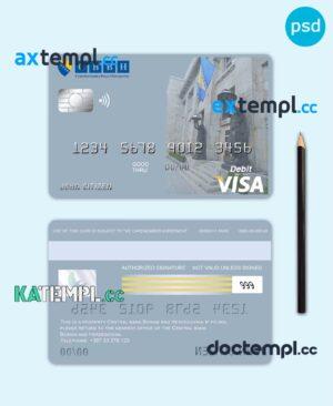 sample Bosnia and Herzegovina Central Bank visa card debit card template in PSD format, fully editable download