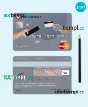 sample Botswana Bank Gaborone mastercard debit card template in PSD format, fully editable download