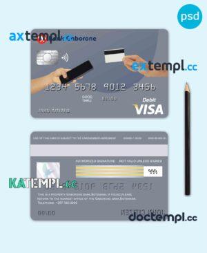 sample Botswana Bank Gaborone visa card debit card template in PSD format, fully editable download