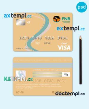 sample Botswana First National Bank visa card debit card template in PSD format, fully editable download