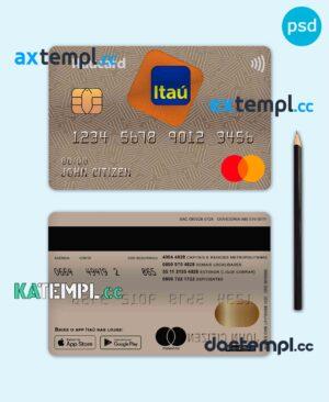 sample Brazil Itaú bank mastercard debit card template in PSD format, fully editable download