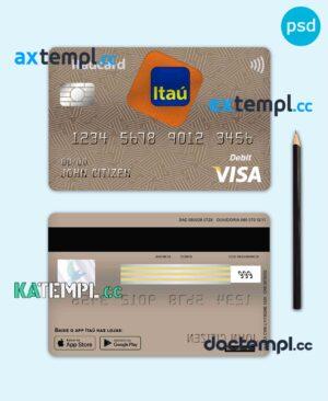 sample Brazil Itaú bank visa card debit card template in PSD format, fully editable download
