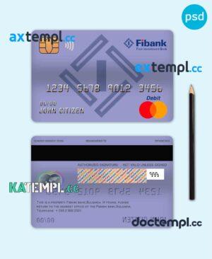 sample Bulgaria Fibank bank mastercard debit card template in PSD format, fully editable download