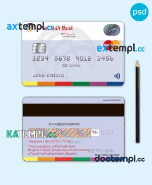 sample Bulgaria ProCredit Bank mastercard template in PSD format, fully editable download