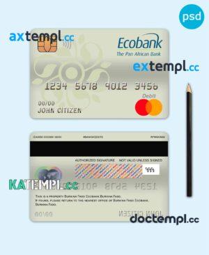 sample Burkina Faso Ecobank bank mastercard debit card template in PSD format, fully editable download