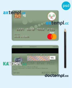 sample Burundi Bank of the Republic of Burundi mastercard debit card template in PSD format, fully editable download