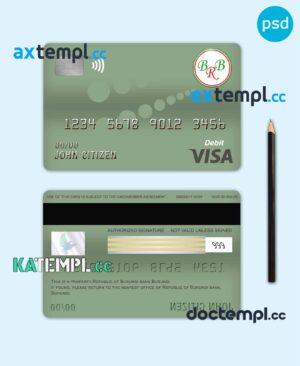 sample Burundi Bank of the Republic of Burundi visa card debit card template in PSD format, fully editable download