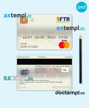 sample Cambodia Foreign Trade Bank of Cambodia bank mastercard debit card template in PSD format, fully editable download