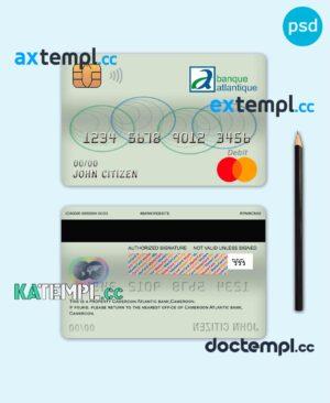 sample Cameroon Atlantic bank mastercard debit card template in PSD format, fully editable download