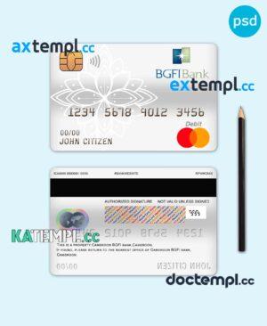 sample Cameroon BGFI bank mastercard debit card template in PSD format, fully editable download