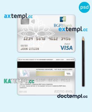 sample Cameroon BGFI bank visa card debit card template in PSD format, fully editable download