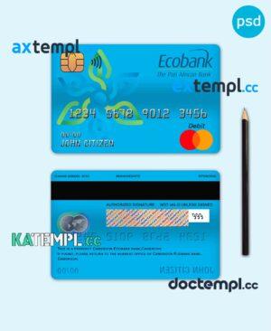 sample Cameroon Ecobank bank mastercard debit card template in PSD format, fully editable download