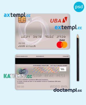 sample Cameroon UBA bank mastercard debit card template in PSD format, fully editable download