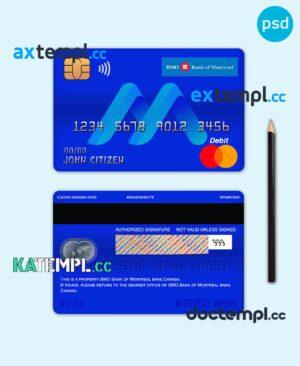 sample Canada BMO Bank of Montreal bank mastercard debit card template in PSD format, fully editable download