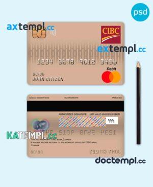 sample Canada CIBC bank mastercard debit card template in PSD format, fully editable download