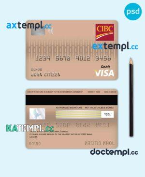 sample Canada CIBC bank visa card debit card template in PSD format, fully editable download