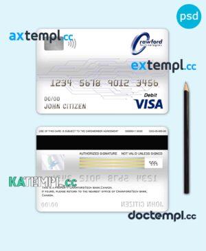 sample Canada CrawfordTech bank visa card debit card template in PSD format, fully editable download