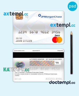 sample Canada JP Morgan Chase bank mastercard debit card template in PSD format, fully editable download