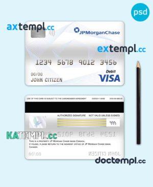 sample Canada JP Morgan Chase bank visa card debit card template in PSD format, fully editable download