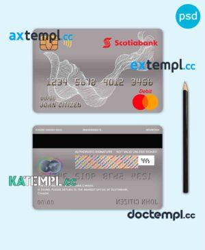 sample Canada Scotiabank bank mastercard debit card template in PSD format, fully editable download