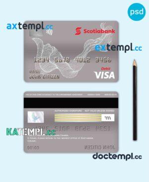 sample Canada Scotiabank bank visa card debit card template in PSD format, fully editable download