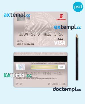 sample Chile Scotiabank bank visa card debit card template in PSD format, fully editable download