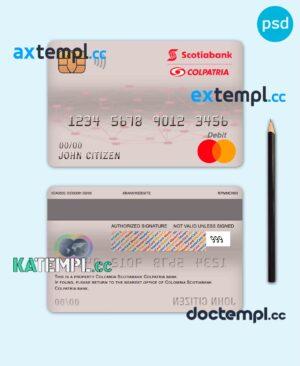 sample Colombia Scotiabank Colpatria bank mastercard debit card template in PSD format, fully editable download