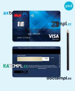 sample Costa Rica The Bank of Costa Rica bank visa business credit card template in PSD format download
