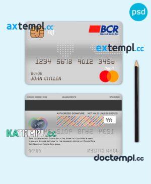 sample Costa Rica The Bank of Costa Rica bank mastercard debit card template in PSD format, fully editable download