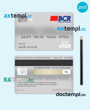 sample Costa Rica The Bank of Costa Rica bank visa card debit card template in PSD format, fully editable download