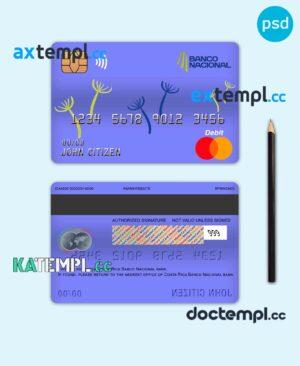 sample Costa Rica Banco Nacional de Costa Rica mastercard debit card template in PSD format, fully editable download