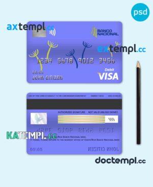 sample Costa Rica Banco Nacional de Costa Rica visa card debit card template in PSD format, fully editable download