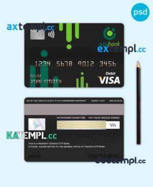 sample Croatia OTP bank visa card debit card template in PSD format, fully editable download