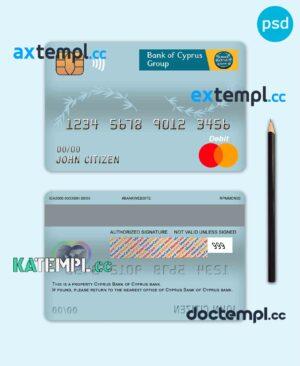 sample Cyprus Bank of Cyprus bank mastercard debit card template in PSD format, fully editable download