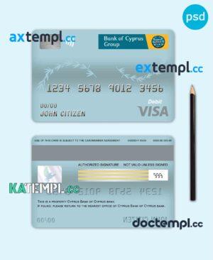 sample Cyprus Bank of Cyprus bank visa card debit card template in PSD format, fully editable download