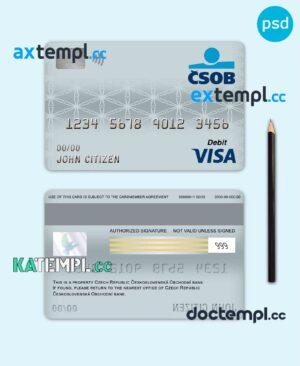 sample Czech Republic Československá Obchodní bank visa card debit card template in PSD format, fully editable download