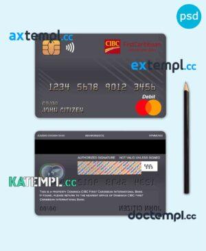 sample Dominica CIBC First Caribbean International bank mastercard debit card template in PSD format, fully editable download
