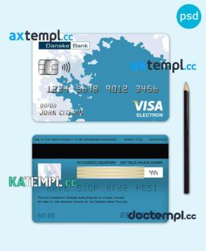 sample Finland Danske bank visa electron card template in PSD format, fully editable download