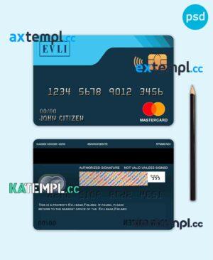 sample Finland Evli bank mastercard template in PSD format, fully editable download