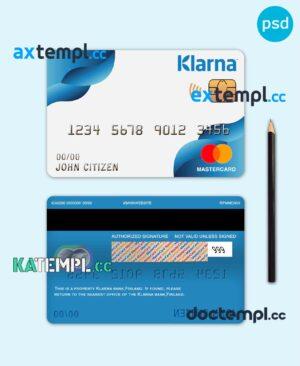 sample Finland Klarna bank mastercard template in PSD format, fully editable download