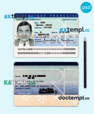 sample France ID template in PSD format, fully editable download