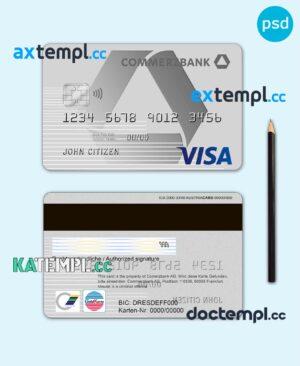 sample Germany Commerzbank visa card template in PSD format, fully editable download