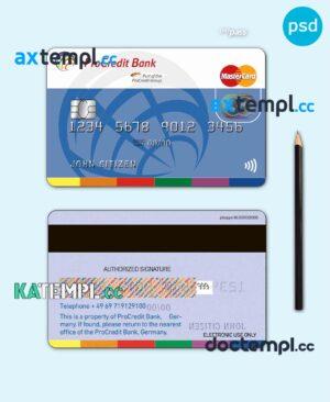sample Germany ProCredit Bank mastercard credit card template in PSD format, fully editable download
