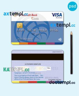 sample Germany ProCredit Bank visa business credit card template in PSD format, fully editable download
