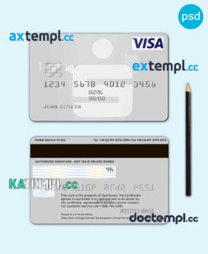 sample Germany Sparkasse Bank visa card template in PSD format, fully editable download